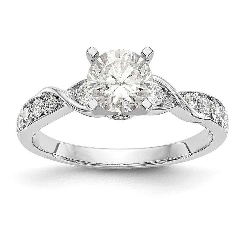 14k White Gold Peg Set Criss-Cross Engagement Ring Mounting - Seattle Gold Grillz