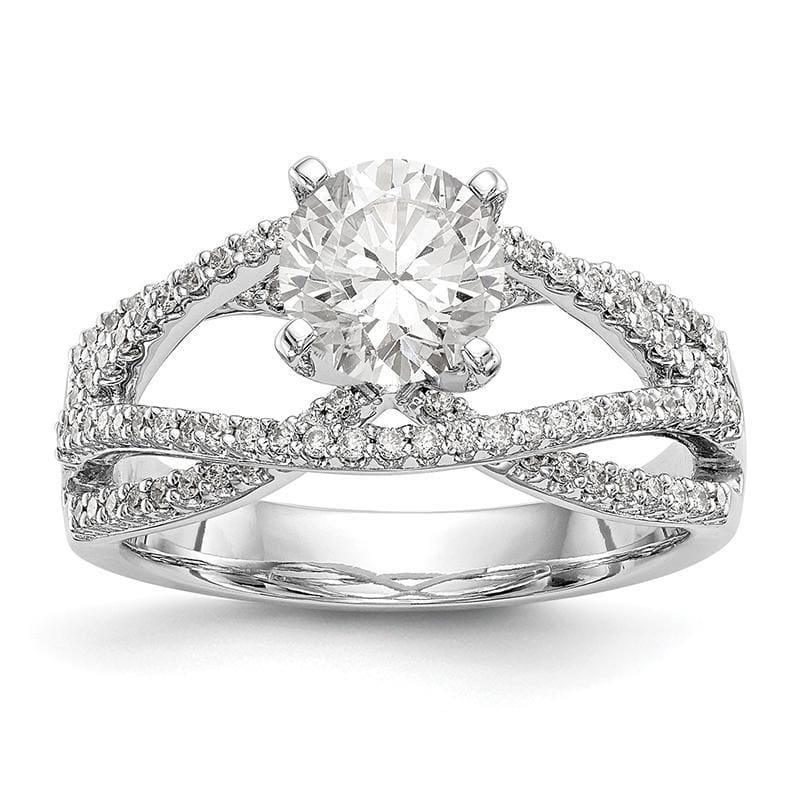 14k White Gold Peg Set Criss-Cross Engagement Ring Mounting - Seattle Gold Grillz