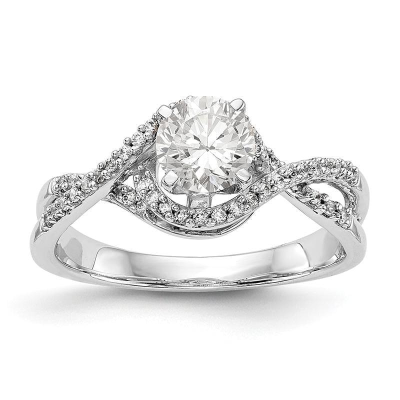 14k White Gold Peg Set Criss-Cross Engagement Ring Mounting - Seattle Gold Grillz