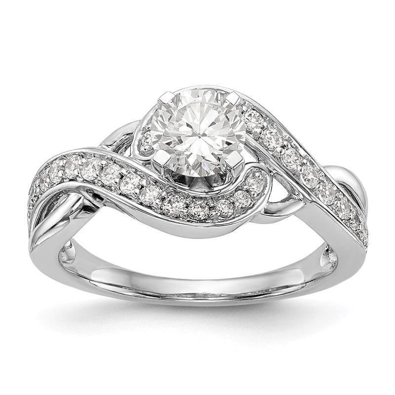 14k White Gold Peg Set Criss-Cross Engagement Ring Mounting - Seattle Gold Grillz