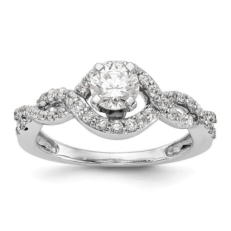 14k White Gold Peg Set Criss-Cross Engagement Ring Mounting - Seattle Gold Grillz