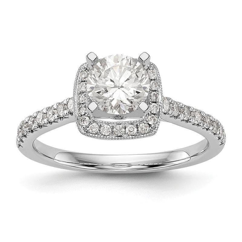 14K White Gold Peg Set Cushion Halo Engagement Ring Mounting - Seattle Gold Grillz