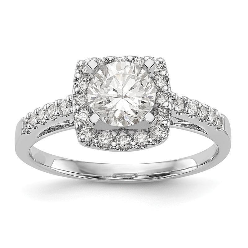 14K White Gold Peg Set Cushion Halo Engagement Ring Mounting - Seattle Gold Grillz