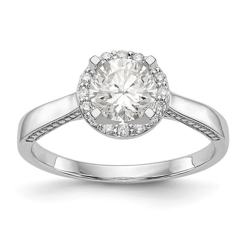 14K White Gold Peg Set Dia Semi-Mount Round Halo Engagement Ring - Seattle Gold Grillz
