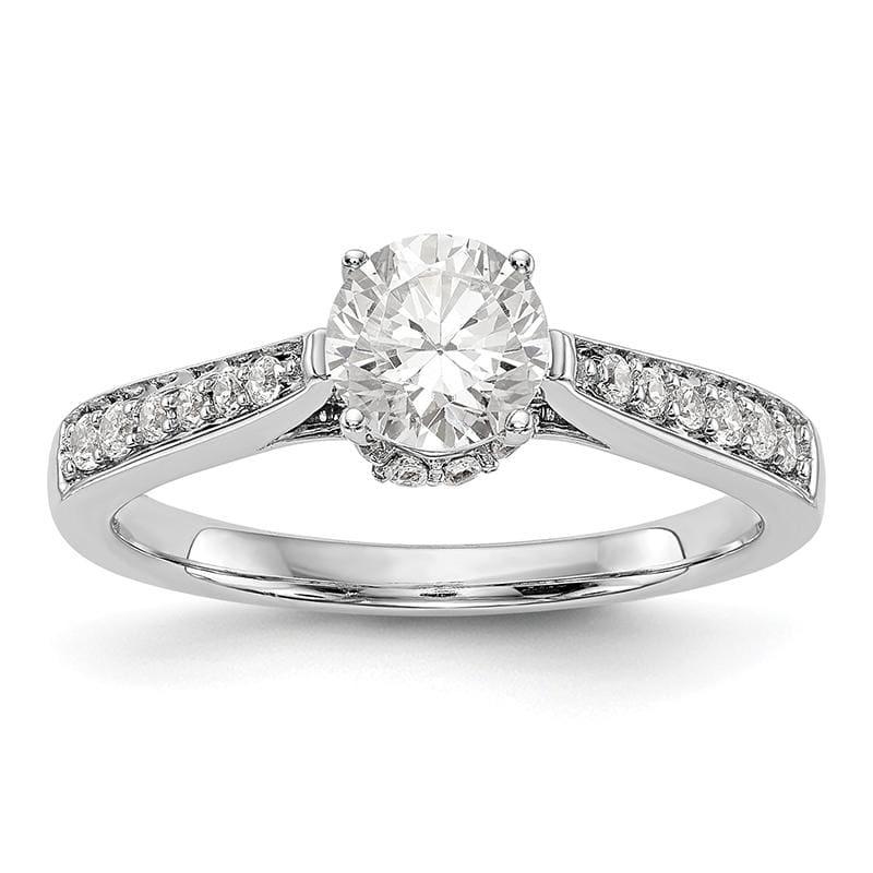 14K White Gold Peg Set Diamond Engagement Ring - Seattle Gold Grillz