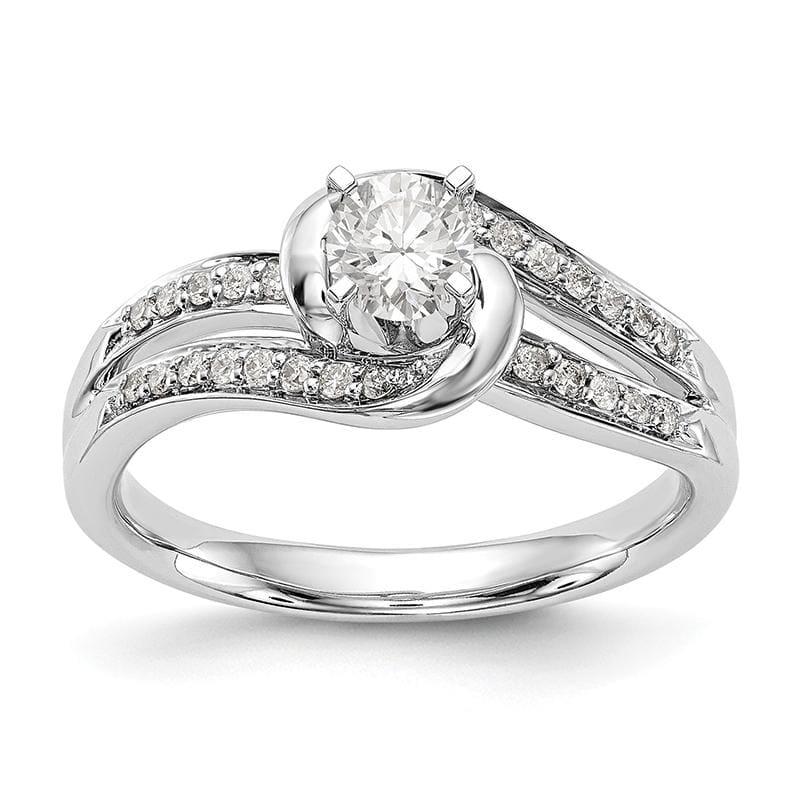 14k White Gold Peg Set Diamond Semi-mount By-Pass Engagement Ring - Seattle Gold Grillz