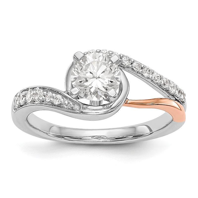 14k White Gold Peg Set Diamond Semi-mount By-Pass Engagement Ring - Seattle Gold Grillz