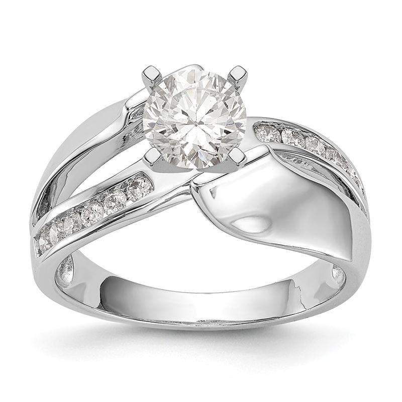 14k White Gold Peg Set Diamond Semi-mount By-Pass Engagement Ring - Seattle Gold Grillz