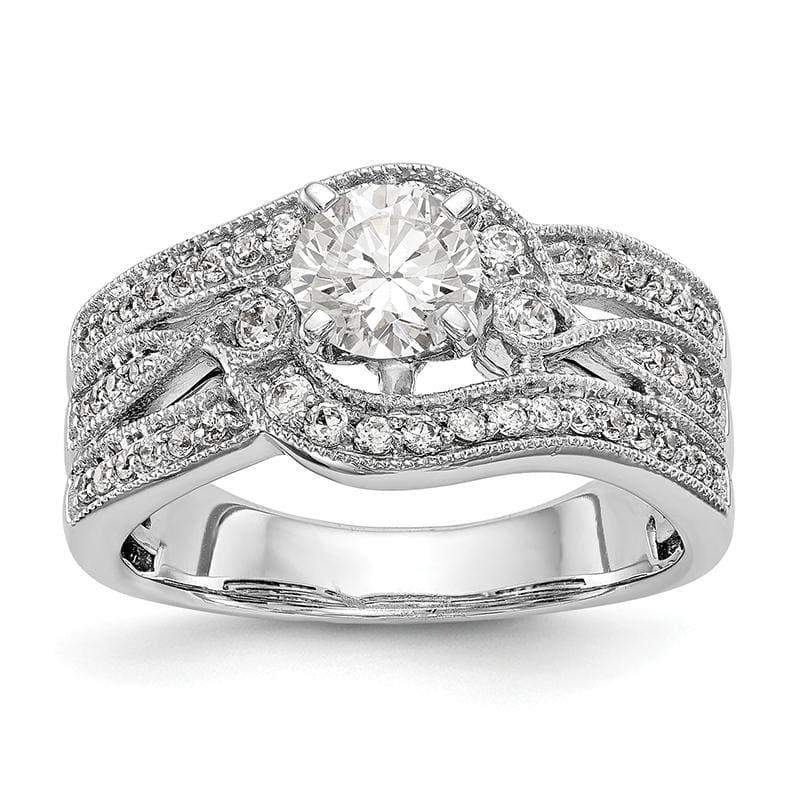 14k White Gold Peg Set Diamond Semi-mount By-Pass Engagement Ring - Seattle Gold Grillz