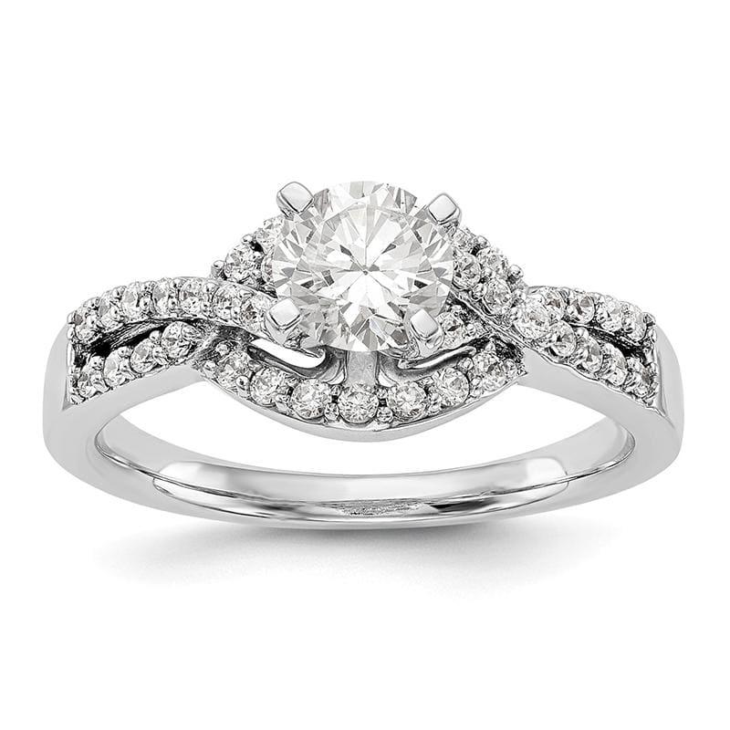 14k White Gold Peg Set Diamond Semi-mount Criss-Cross Engagement Ring - Seattle Gold Grillz