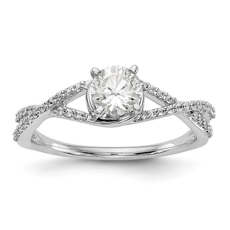 14k White Gold Peg Set Diamond Semi-mount Criss-Cross Engagement Ring - Seattle Gold Grillz