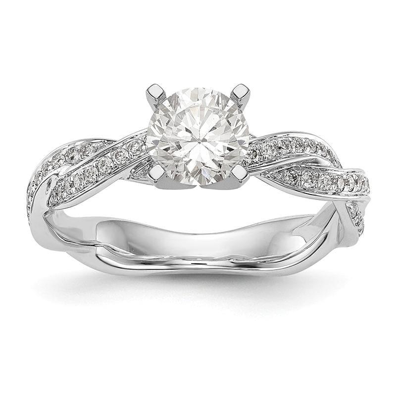 14k White Gold Peg Set Diamond Semi-mount Criss-Cross Engagement Ring - Seattle Gold Grillz