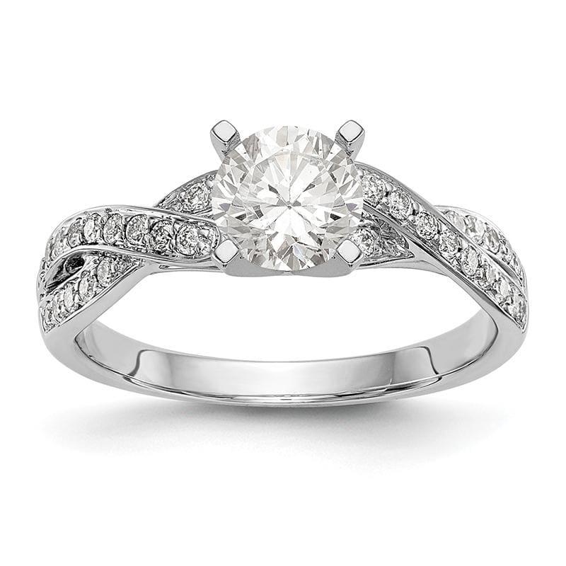14k White Gold Peg Set Diamond Semi-mount Criss-Cross Engagement Ring - Seattle Gold Grillz