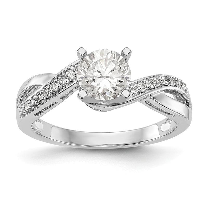 14k White Gold Peg Set Diamond Semi-mount Criss-Cross Engagement Ring - Seattle Gold Grillz