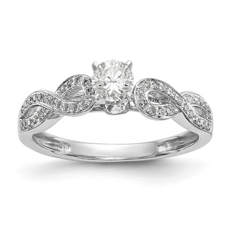 14k White Gold Peg Set Diamond Semi-mount Criss-Cross Engagement Ring - Seattle Gold Grillz