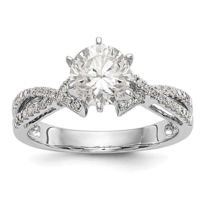 14k White Gold Peg Set Diamond Semi-mount Criss-Cross Engagement Ring - Seattle Gold Grillz