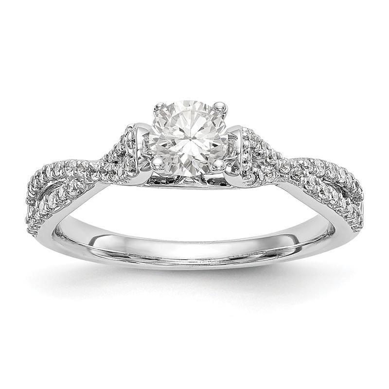 14k White Gold Peg Set Diamond Semi-mount Criss-Cross Engagement Ring - Seattle Gold Grillz