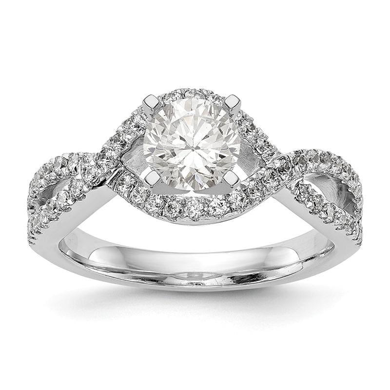 14k White Gold Peg Set Diamond Semi-mount Criss-Cross Engagement Ring - Seattle Gold Grillz