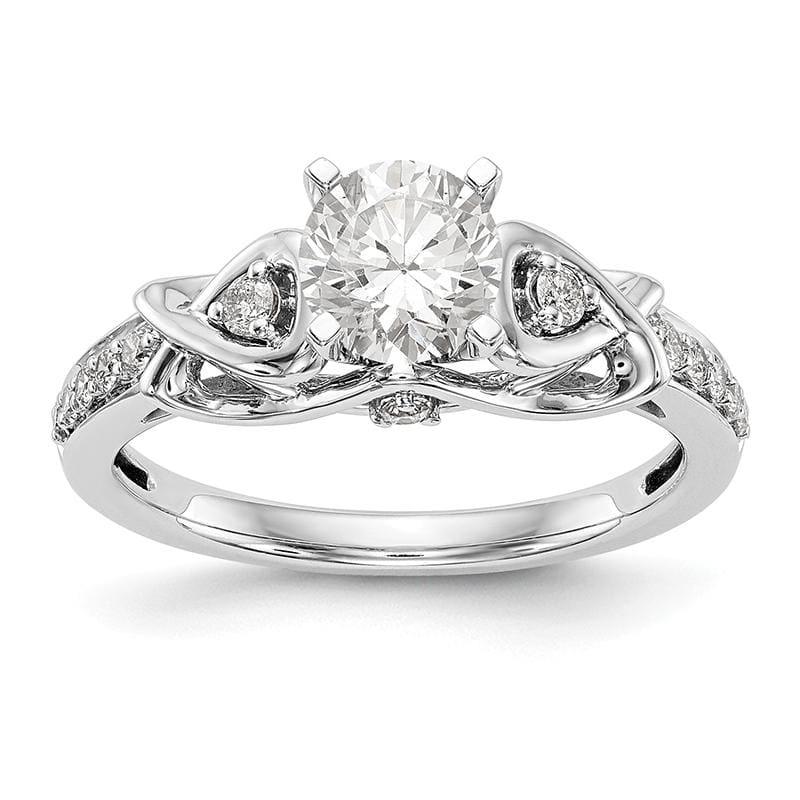 14k White Gold Peg Set Diamond Semi-mount Criss-Cross Engagement Ring - Seattle Gold Grillz
