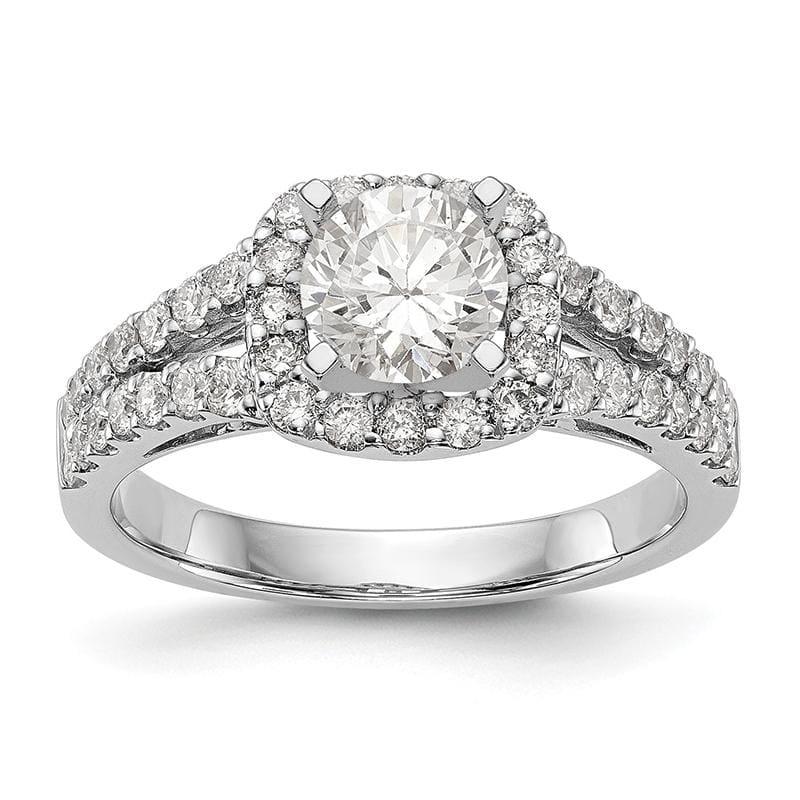 14K White Gold Peg Set Diamond Semi-Mount Cushion HaloEngagement Ring - Seattle Gold Grillz