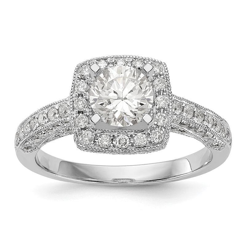 14K White Gold Peg Set Diamond Semi-Mount Cushion HaloEngagement Ring - Seattle Gold Grillz