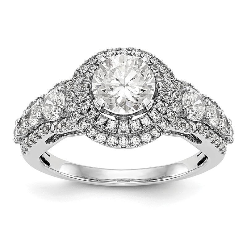 14K White Gold Peg Set Diamond Semi-Mount Halo Engagement Ring - Seattle Gold Grillz