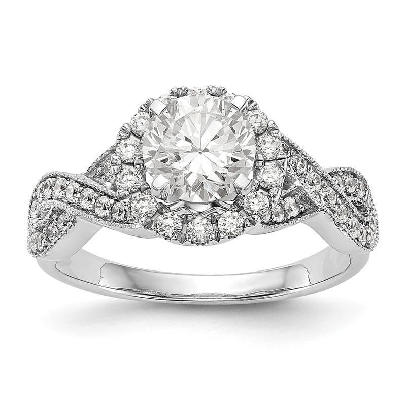 14K White Gold Peg Set Diamond Semi-Mount Halo Engagement Ring - Seattle Gold Grillz