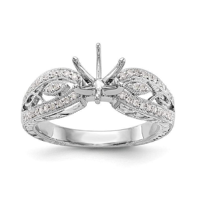 14K White Gold Peg Set Engagement Ring Mounting - Seattle Gold Grillz