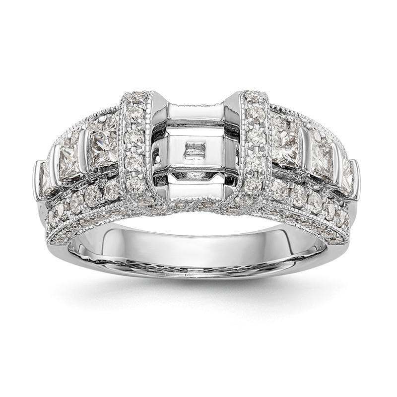 14K White Gold Peg Set Engagement Ring Mounting - Seattle Gold Grillz