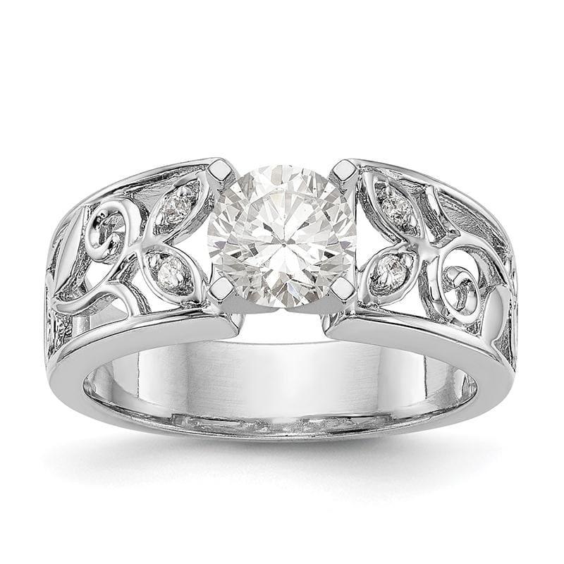 14K White Gold Peg Set Engagement Ring Mounting - Seattle Gold Grillz