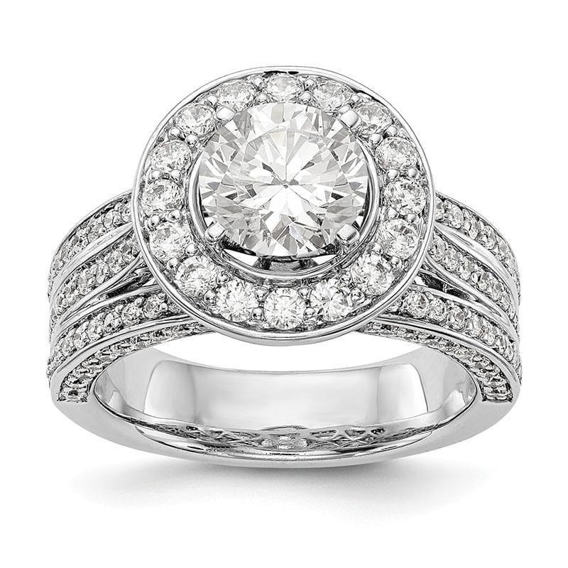 14K White Gold Peg Set Halo Engagement Ring Mounting - Seattle Gold Grillz