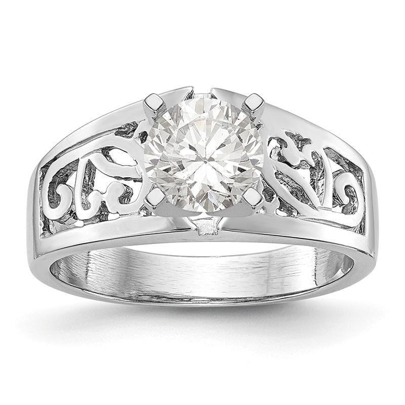14k White Gold Peg Set Solitaire Engagement Ring Mounting - Seattle Gold Grillz
