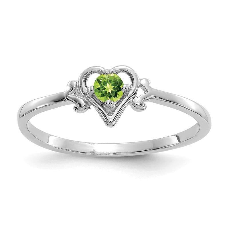 14K White Gold Peridot Birthstone Heart Ring - Seattle Gold Grillz