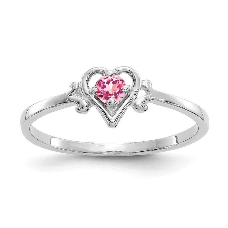 14K White Gold Pink Tourmaline Birthstone Heart Ring - Seattle Gold Grillz