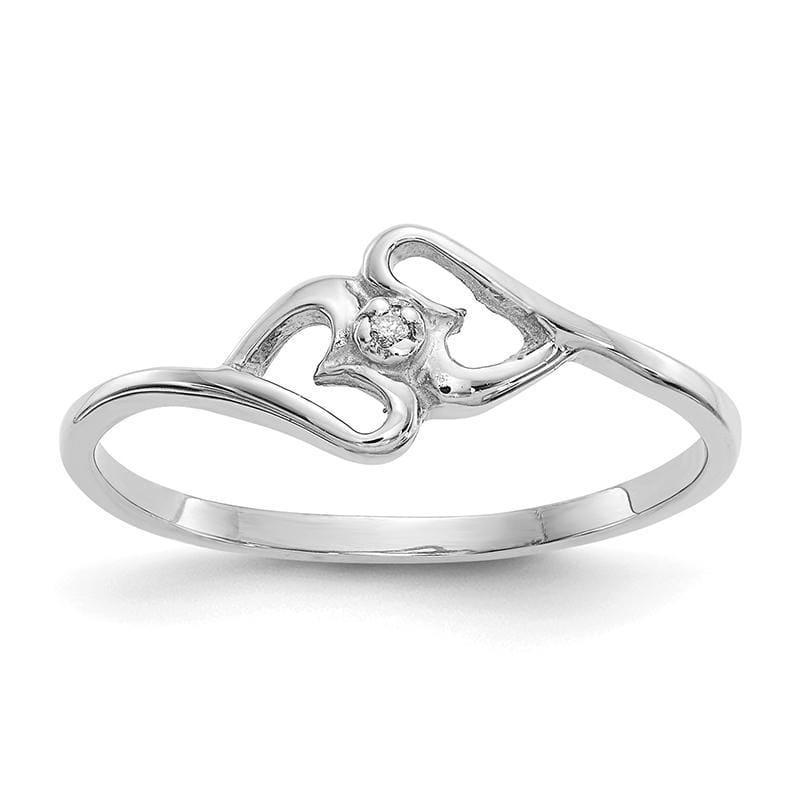 14k White Gold Polished AA Diamond Heart Ring - Seattle Gold Grillz