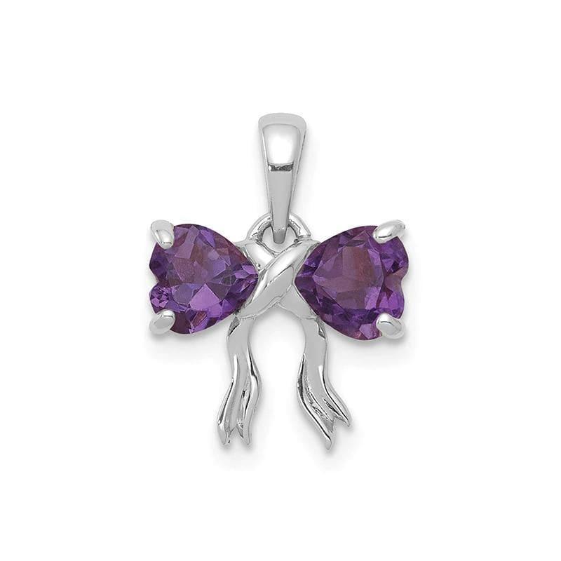 14k White Gold Polished Amethyst Bow Pendant - Seattle Gold Grillz