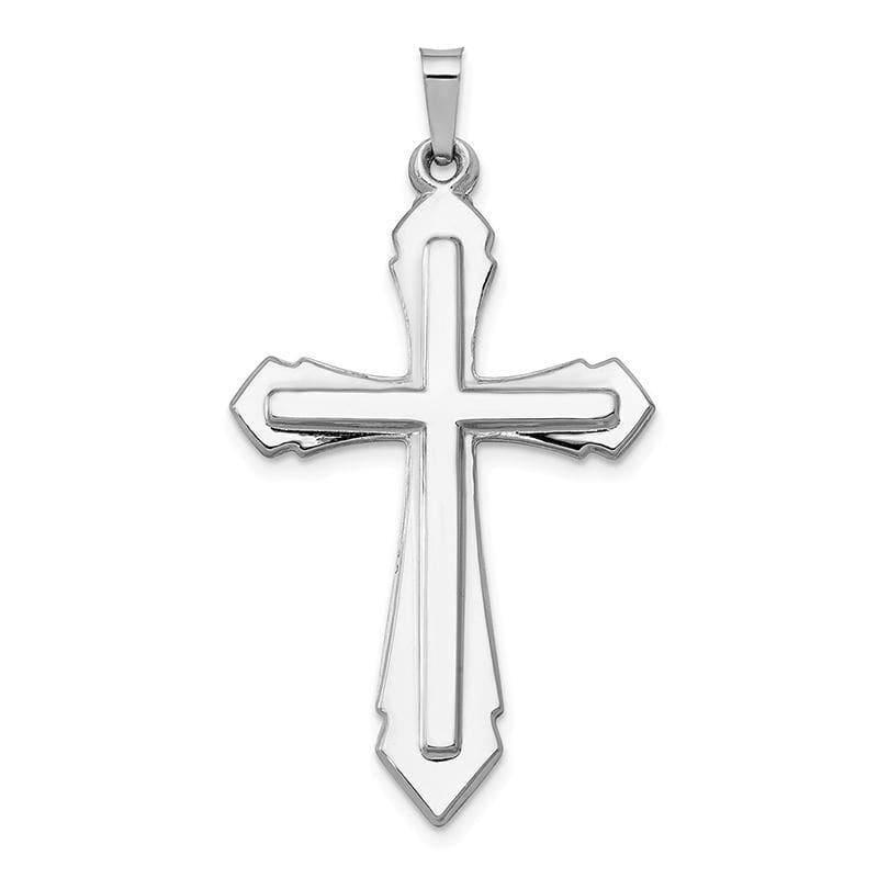 14k White Gold Polished and Satin Cross Pendant - Seattle Gold Grillz