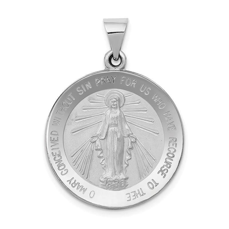 14k White Gold Polished and Satin Miraculous Medal Pendant 6 - Seattle Gold Grillz