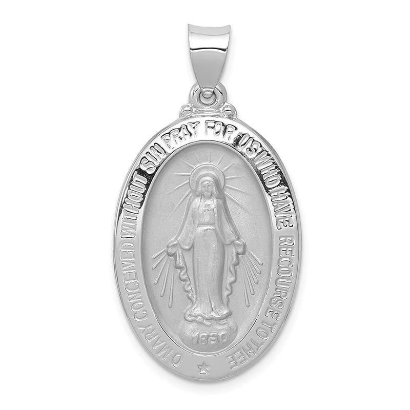 14k White Gold Polished and Satin Miraculous Medal Pendant 7 - Seattle Gold Grillz