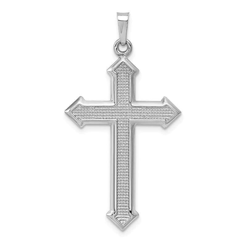 14k White Gold Polished and Textured Cross Pendant - Seattle Gold Grillz