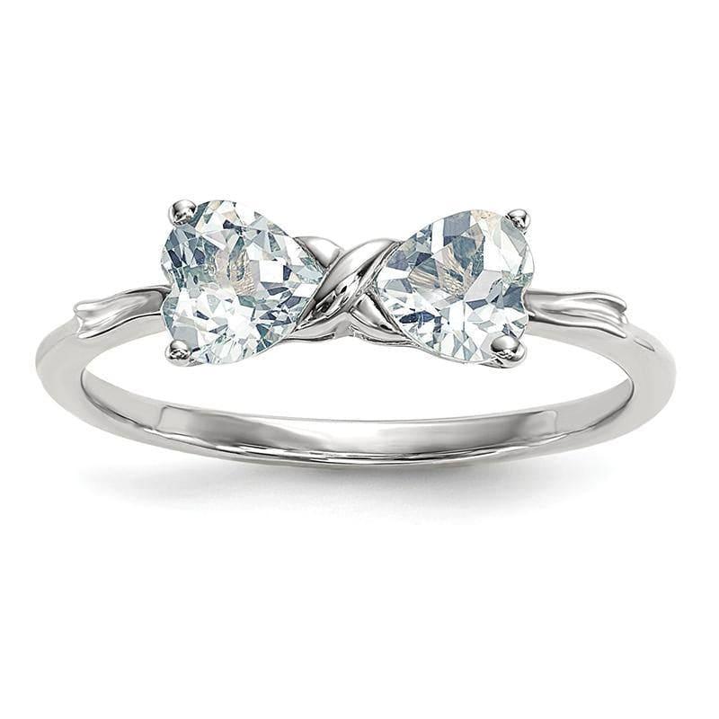 14k White Gold Polished Aquamarine Bow Ring - Seattle Gold Grillz