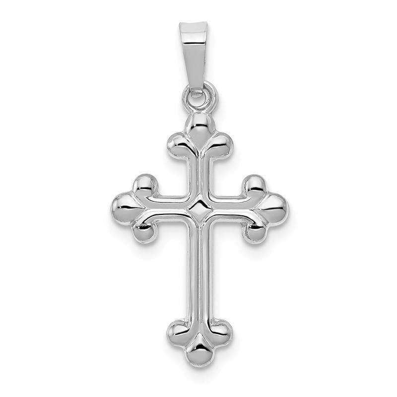 14k White Gold Polished Budded Cross Pendant - Seattle Gold Grillz