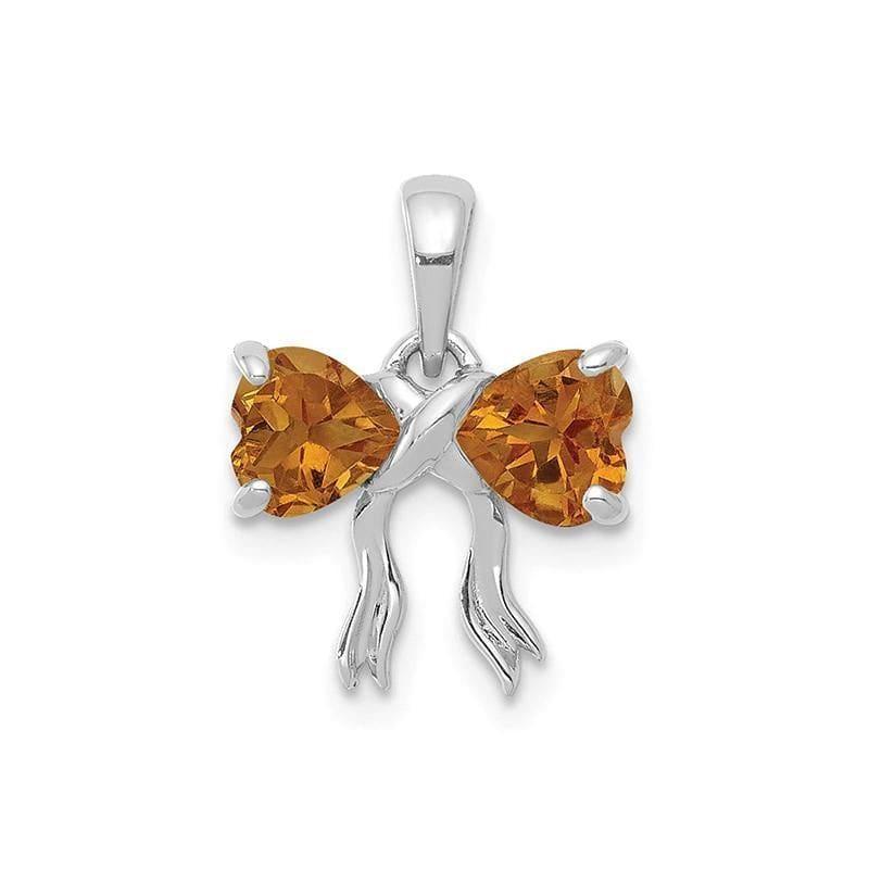 14k White Gold Polished Citrine Bow Pendant - Seattle Gold Grillz