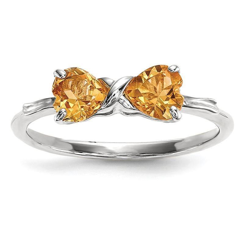 14k White Gold Polished Citrine Bow Ring - Seattle Gold Grillz