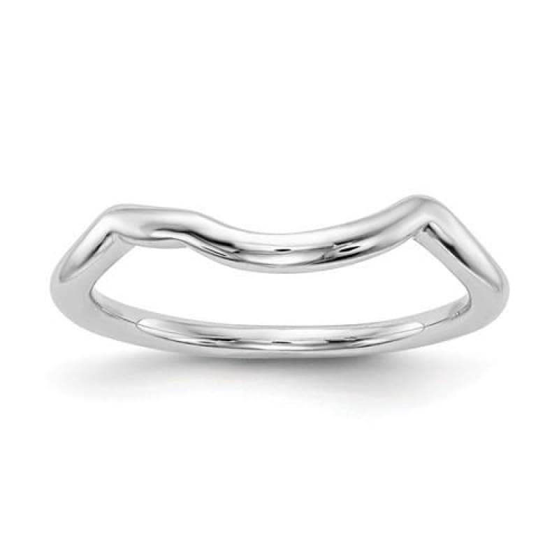 14K White Gold Polished Contour Wedding Band - Seattle Gold Grillz