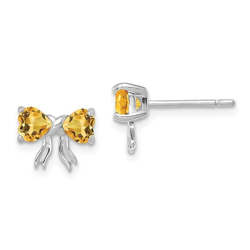 14k White Gold Polished Created Opal Bow Post Earrings - Seattle Gold Grillz