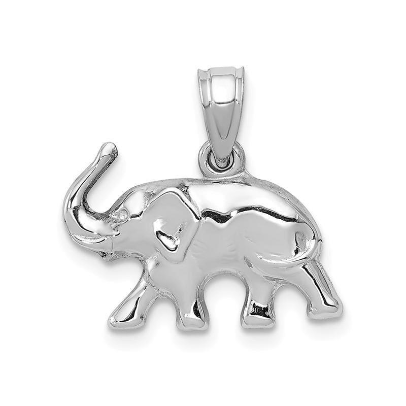 14k White Gold Polished Elephant Pendant - Seattle Gold Grillz