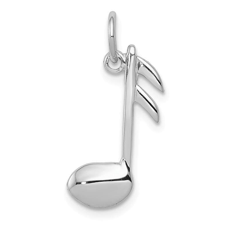 14k White Gold Polished Flat-Backed Musical Note Charm - Seattle Gold Grillz