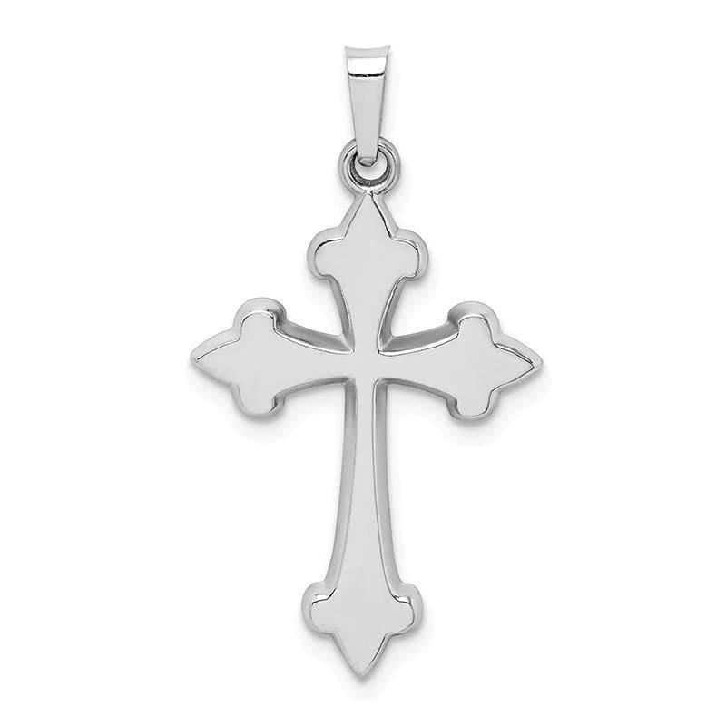 14k White Gold Polished Fleur de Lis Cross Pendant - Seattle Gold Grillz