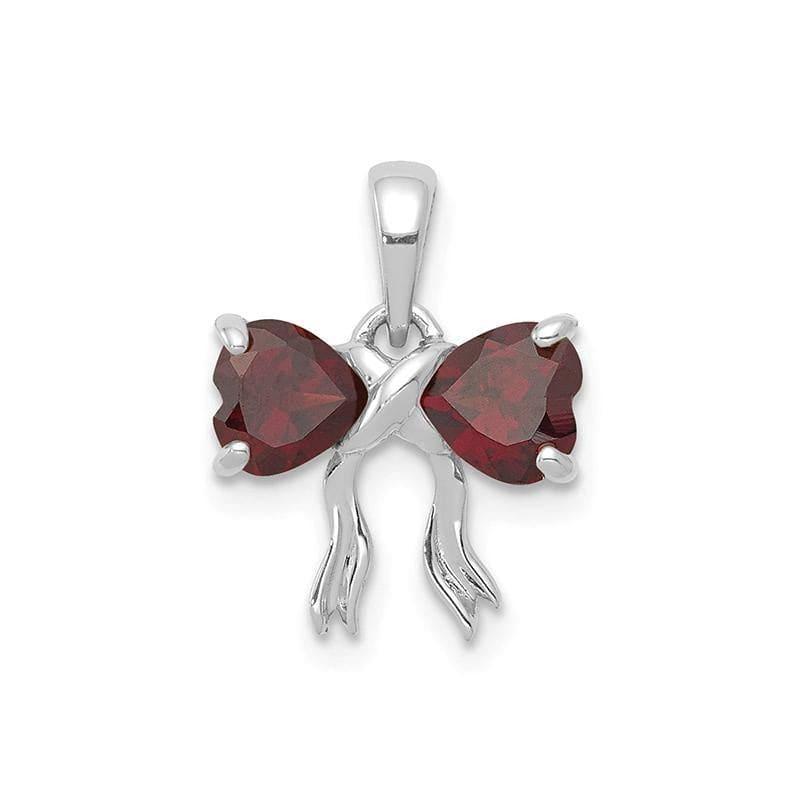 14k White Gold Polished Garnet Bow Pendant - Seattle Gold Grillz